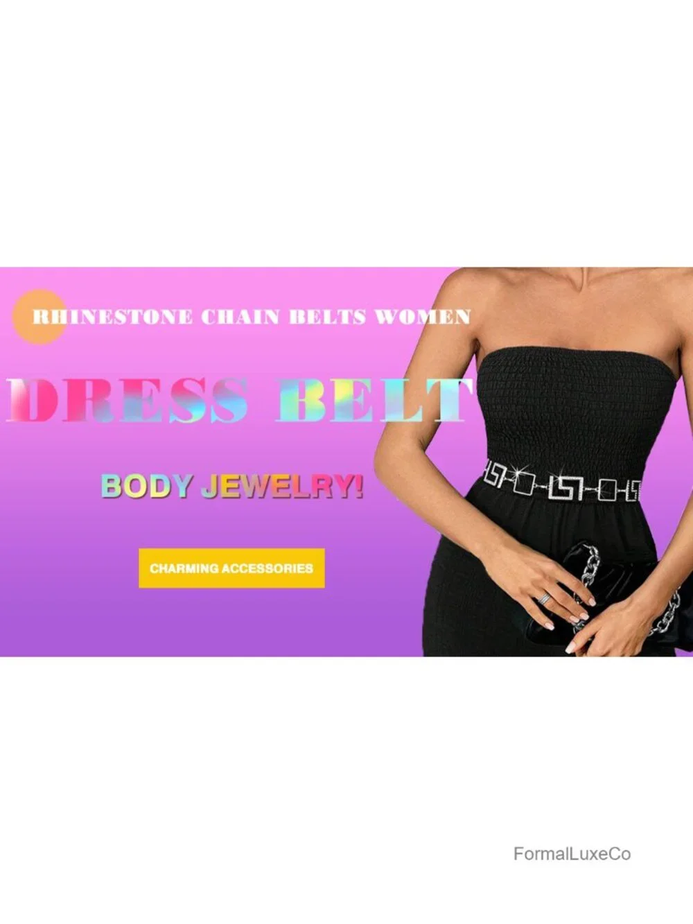 Rhinestone Waist Chain Belt Women Metal Dress Accessory